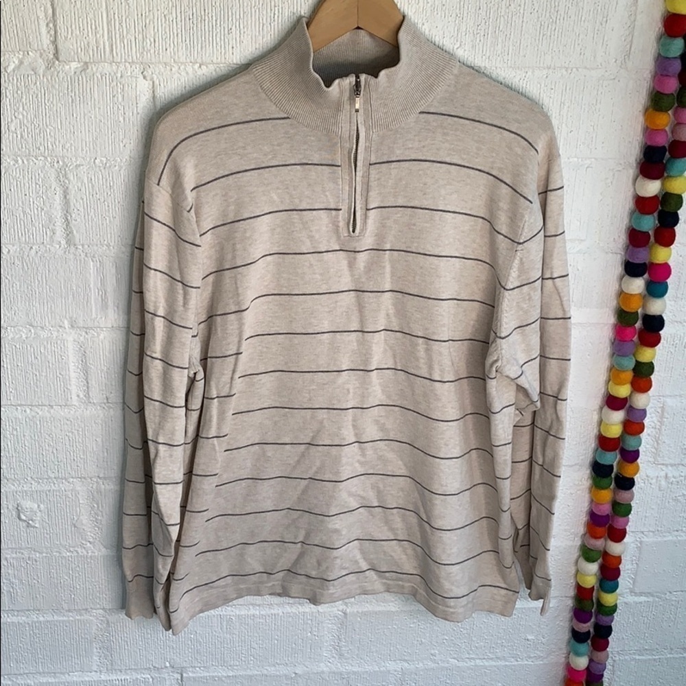Vanhusen Knit Cotton Half Zip Long Sleeve Sweater sz L